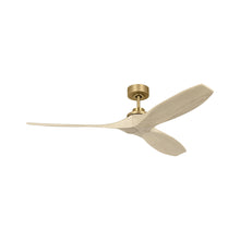 Load image into Gallery viewer, Collins Outdoor Ceiling Fan in Brushed Brass / Washed White Oak (60-Inch).