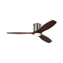 Load image into Gallery viewer, Collins Smart Hugger Outdoor LED Ceiling Fan in Brushed Steel/Dark Walnut.