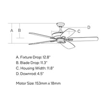 Load image into Gallery viewer, Colony Ceiling Fan - line drawing.