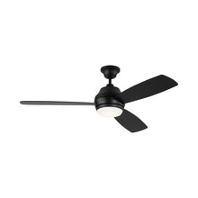 Load image into Gallery viewer, Ikon Outdoor LED Ceiling Fan in Midnight Black/Midnight Black/American Walnut.