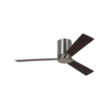 Load image into Gallery viewer, Rozzen Hugger Outdoor Ceiling Fan in Brushed Steel/Silver/American Walnut (44-Inch).
