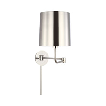 Load image into Gallery viewer, Go Lightly Swing Arm Wall Light in Polished Nickel.