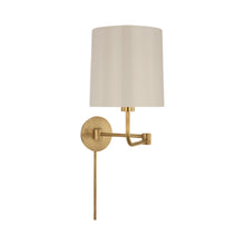 Load image into Gallery viewer, Go Lightly Swing Arm Wall Light in Soft Brass/China White.