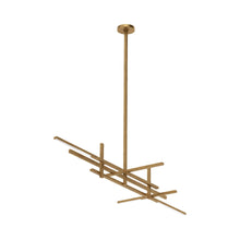 Load image into Gallery viewer, Cityscape Stacked Linear LED Chandelier in Hand Rubbed Antique Brass.
