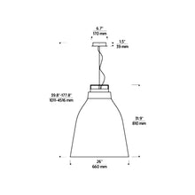 Load image into Gallery viewer, Forge LED Pendant Light - line drawing.