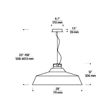 Load image into Gallery viewer, Forge LED Pendant Light - line drawing.