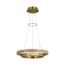 Load image into Gallery viewer, Grace LED Chandelier in Hand Rubbed Antique Brass/Natural Oak (24-Inch).