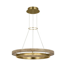 Load image into Gallery viewer, Grace LED Chandelier in Hand Rubbed Antique Brass/Natural Oak (30-Inch).