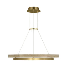 Load image into Gallery viewer, Grace LED Chandelier in Hand Rubbed Antique Brass/Natural Oak (36-Inch).