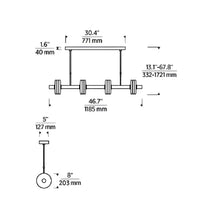Load image into Gallery viewer, Laurel LED Linear Pendant Light - line drawing.
