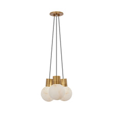 Load image into Gallery viewer, Mina 3-Light LED Chandelier in Hand Rubbed Antique Brass/White Cord.