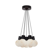 Load image into Gallery viewer, Mina 7-Light LED Chandelier in Black/White Cord.