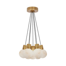 Load image into Gallery viewer, Mina 7-Light LED Chandelier in Hand Rubbed Antique Brass/White Cord.