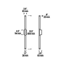 Load image into Gallery viewer, Phobos LED Vanity Wall Light - line drawing.