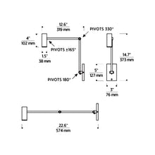 Load image into Gallery viewer, Ponte LED Task Wall Light - line drawing.