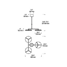 Load image into Gallery viewer, Shuffle LED Chandelier - line drawing.