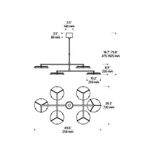 Load image into Gallery viewer, Shuffle LED Chandelier - line drawing.