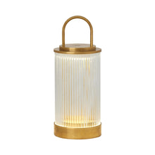 Load image into Gallery viewer, Tawa LED Table Lamp in Natural Brass / Glass.