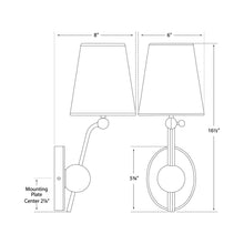 Load image into Gallery viewer, Alton Wall Light - line drawing.