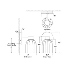 Load image into Gallery viewer, Asalea Bath Vanity Light - line drawing.