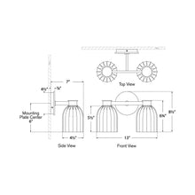 Load image into Gallery viewer, Asalea Bath Vanity Light - line drawing.