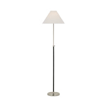 Load image into Gallery viewer, Basden Adjustable Floor Lamp in Polished Nickel/Black Rattan.