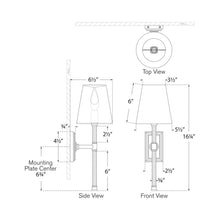 Load image into Gallery viewer, Basden Tail Wall Light - line drawing.