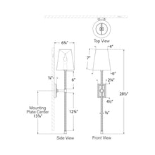 Load image into Gallery viewer, Basden Tail Wall Light - line drawing.