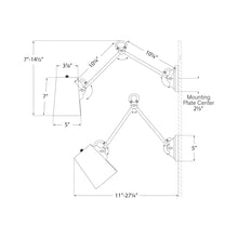 Load image into Gallery viewer, Benton Double Library Wall Light - line drawing.