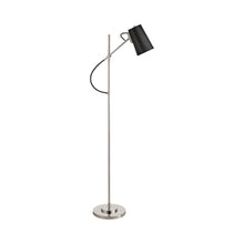 Load image into Gallery viewer, Benton Floor Lamp in Polished Nickel/Chocolate Leather.