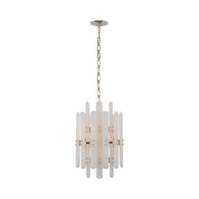 Load image into Gallery viewer, Bonnington Tall Chandelier in Polished Nickel/Alabaster.