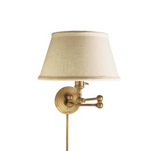 Load image into Gallery viewer, Boston Swing Arm Linen Shade Wall Light in Detail.