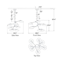 Load image into Gallery viewer, Brindille LED Chandelier - line drawing.