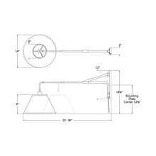 Load image into Gallery viewer, Brompton Swing Arm Wall Light - line drawing.