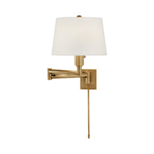 Load image into Gallery viewer, Chunky Swing Arm Wall Light in Antique-Burnished Brass.