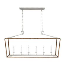 Load image into Gallery viewer, Darlana Rattan Wrapped LED Linear Pendant Light in Polished Nickel and Natural Rattan (Large).