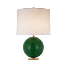 Load image into Gallery viewer, Elsie Table Lamp in Green/Cream Linen(Large).