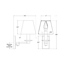 Load image into Gallery viewer, Evans Wall Light - line drawing.