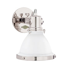 Load image into Gallery viewer, Fulton Wall Light in Polished Nickel/White Enamel.