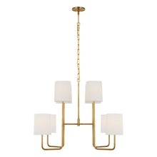 Load image into Gallery viewer, Go Lightly Chandelier in Soft Brass/Linen(Extra Large).