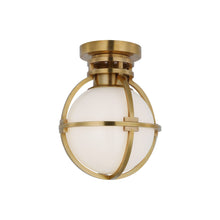 Load image into Gallery viewer, Gracie Globe LED Flush Mount Ceiling Light in Antique-Burnished Brass/White(Small).