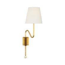 Load image into Gallery viewer, Griffin Articulating Wall Light in Hand-Rubbed Antique Brass/Saddle Leather.