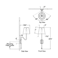 Load image into Gallery viewer, Griffin Articulating Wall Light - line drawing.