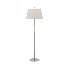 Load image into Gallery viewer, Griffin Floor Lamp in Polished Nickel/Parchment Leather.