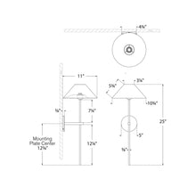 Load image into Gallery viewer, Hackney Tail Wall Light - line drawing.