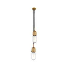 Load image into Gallery viewer, Junio Pendant Light in Hand-Rubbed Antique Brass/Clear Glass (2-Light).