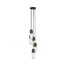 Load image into Gallery viewer, Junio Pendant Light in Bronze/Brass/Frosted Glass (5-Light).