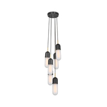 Load image into Gallery viewer, Junio Pendant Light in Bronze/Brass/Frosted Glass (6-Light).