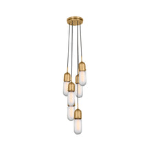 Load image into Gallery viewer, Junio Pendant Light in Hand-Rubbed Antique Brass/Frosted Glass (6-Light).