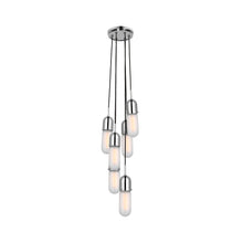 Load image into Gallery viewer, Junio Pendant Light in Polished Nickel/Frosted Glass (6-Light).